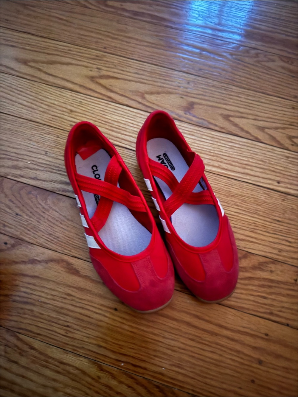 adidas Mary Jane Barreda Sneaker in Red with White Stripes - Picture 2 of 6